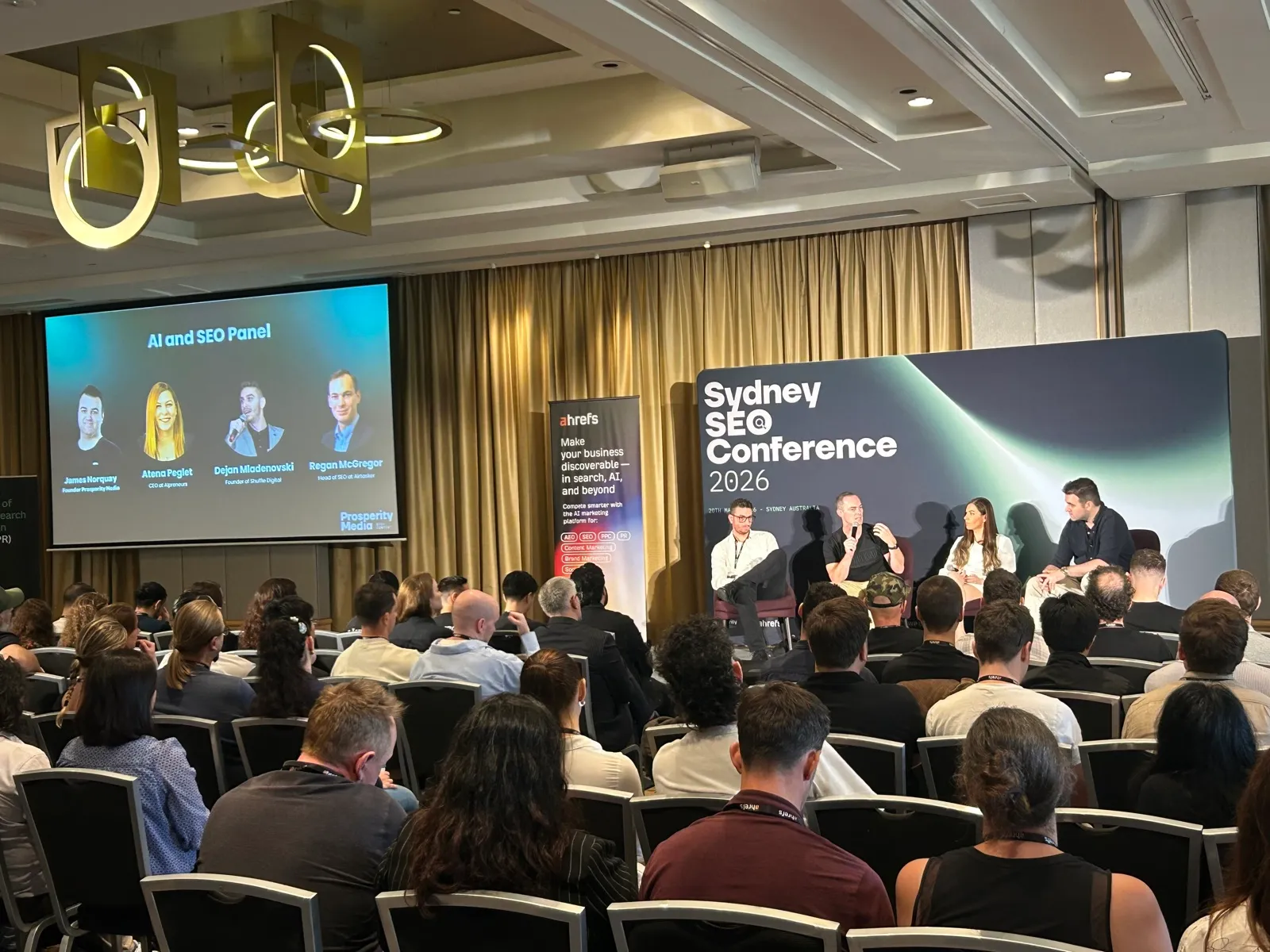The AI and SEO panel on stage at Sydney SEO Conference 2026